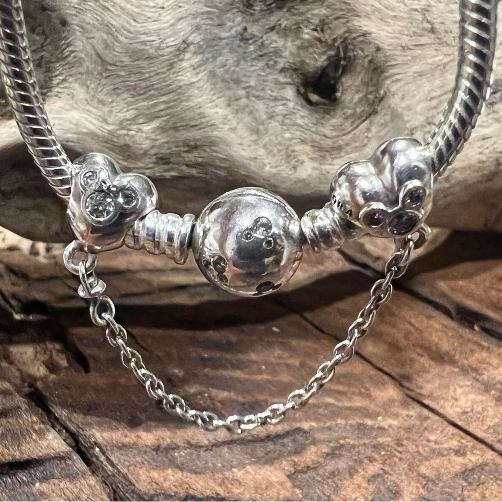 Authentic Pandora Bracelet Sparkling Disney Mickey Mouse Bracelet Cz Silver 17cm